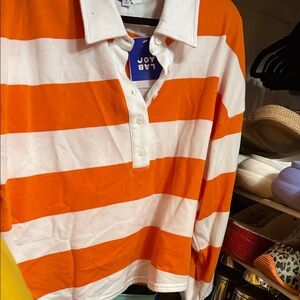 JoyLab Kids Polo with Bold Orange and White Stripes